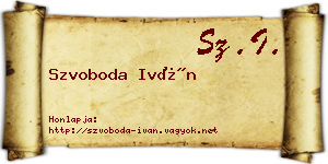 Szvoboda Iván névjegykártya